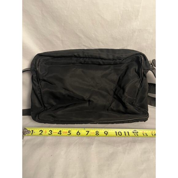 Vintage DESMO Italy Nylon Leather Crossbody Bag Black Large Travel Messenger - Picture 4 of 4
